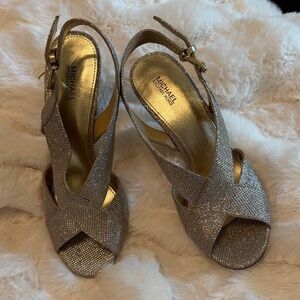 MICHAEL Michael Kors Sparkling Gold Crisscross Slingback Heels